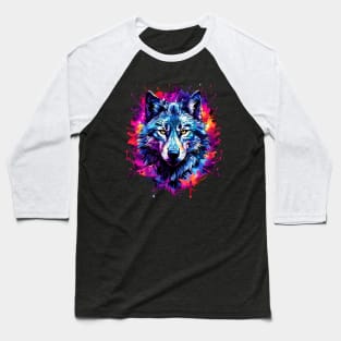 Wolf Face - Graphic design, Vibrant Colors, Colorful Art, Wolf Gift for Women, Men, Kids, Nature Lover, Wildlife, Animal, Howling, Moon, Best Gift for Wolf Lover, Baseball T-Shirt